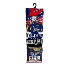 Top Gun Mens Casual Crew Socks 6 Pairs Shoe Size 8-12 Multicolor Novelty New